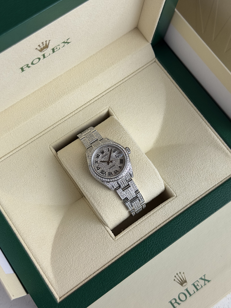 Lady-Datejust 28mm Custom Full Pave Iced Out Diamonds