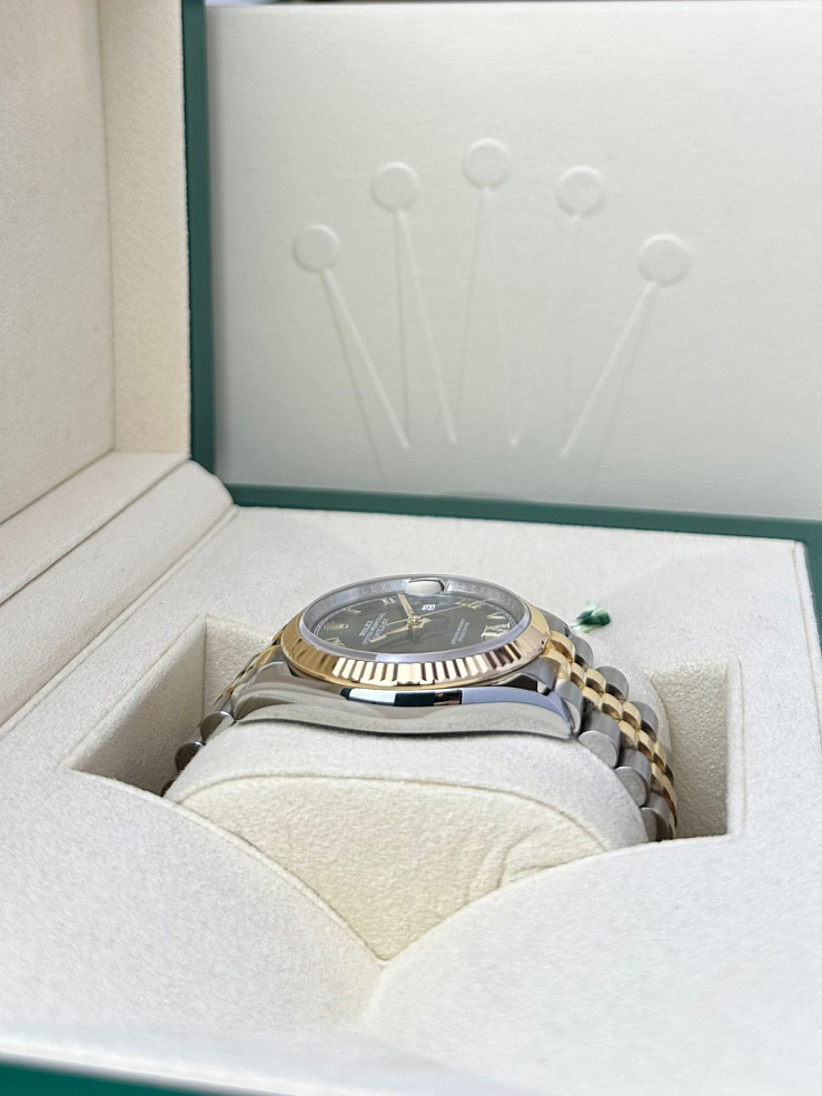 Datejust 36mm Steel & Yellow Gold Olive Green VI Diamond Dial Jubilee Bracelet