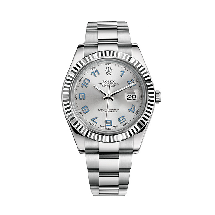 Oyster Perpetual Datejust II White Gold Fluted Bezel Silver Arabic Dial