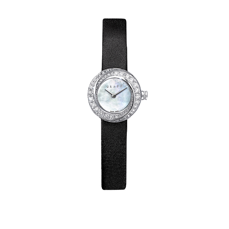 Spiral Watch White Gold Mother of Pearl Dial 19mm Diamond bezel