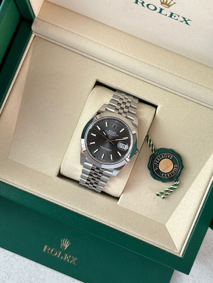 Datejust 41mm Steel Rhodium Grey Dial Jubilee Bracelet