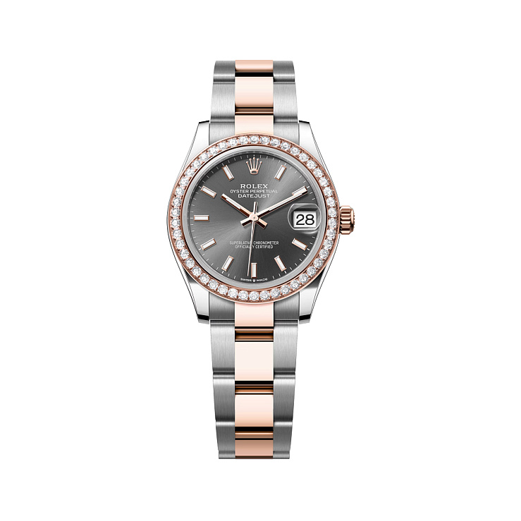 Datejust 31mm Steel & Rose Gold Diamond bezel Grey Dial Oyster Bracelet