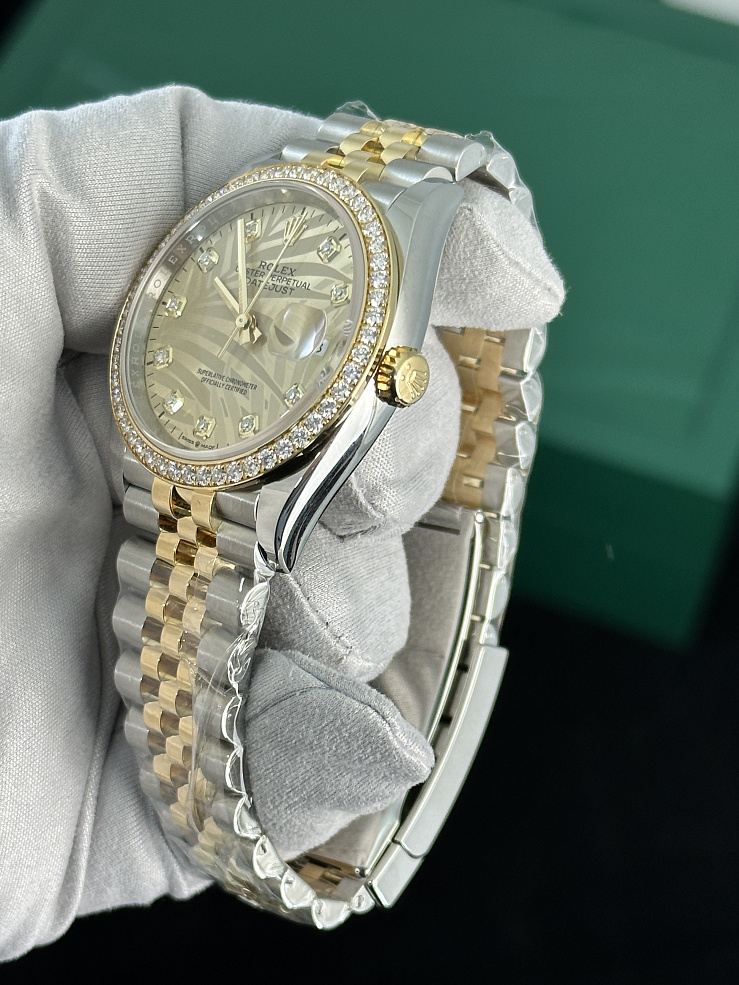 Datejust 36mm Oystersteel Yellow Gold and Diamonds Golden palm-motif