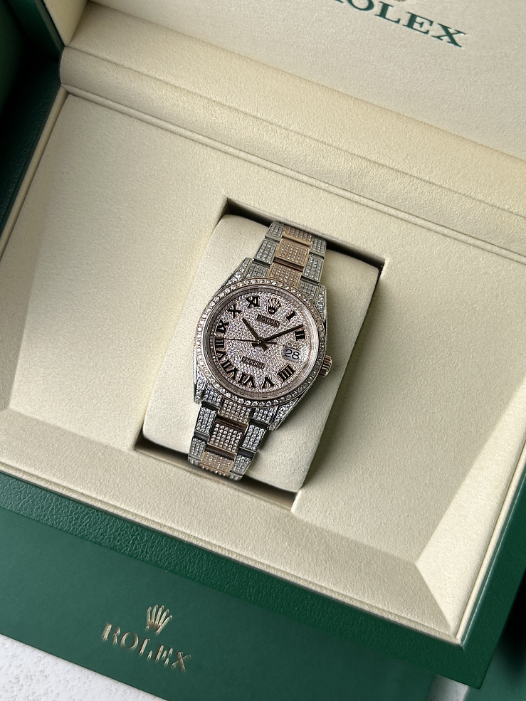 Datejust 36mm Steel & Rose Gold Full Pave Custom Diamonds