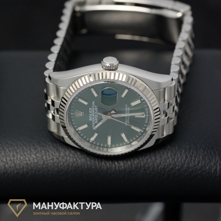 Datejust 36mm Steel & White Gold Mint Green Dial