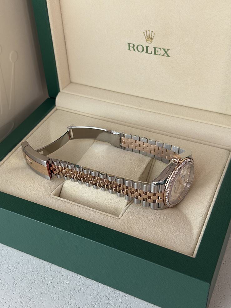 Datejust 36 Steel and Rose Fluted Motif Diamond Dial Diamond Bezel Jubilee Bracelet