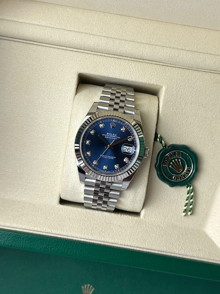Datejust 41mm Steel & White gold Blue Diamond Dial Jubilee Bracelet