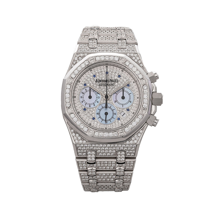 Royal Oak Chronograph White Gold Pave Diamonds 39mm