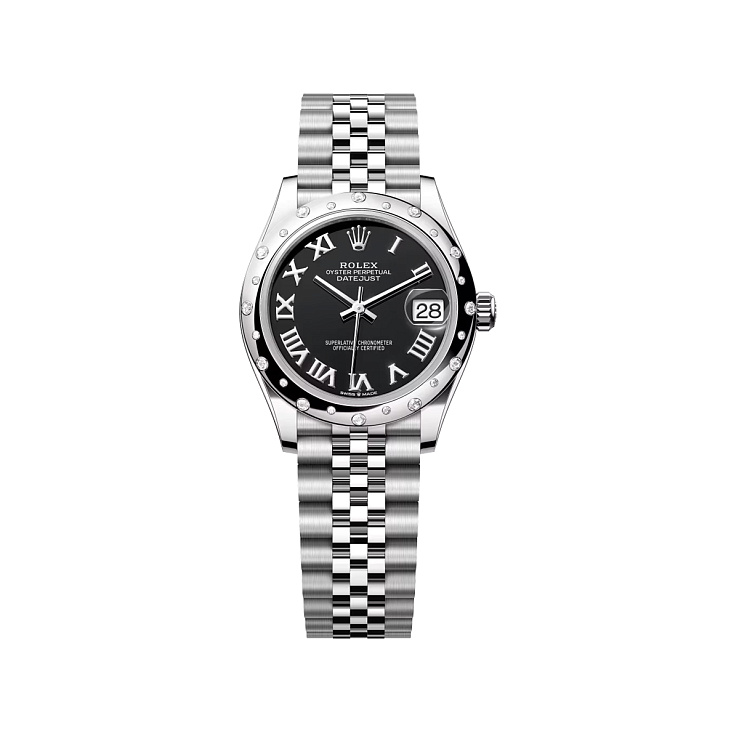 Datejust 31mm Steel & White gold Black Dial Diamond bezel Jubilee Bracelet