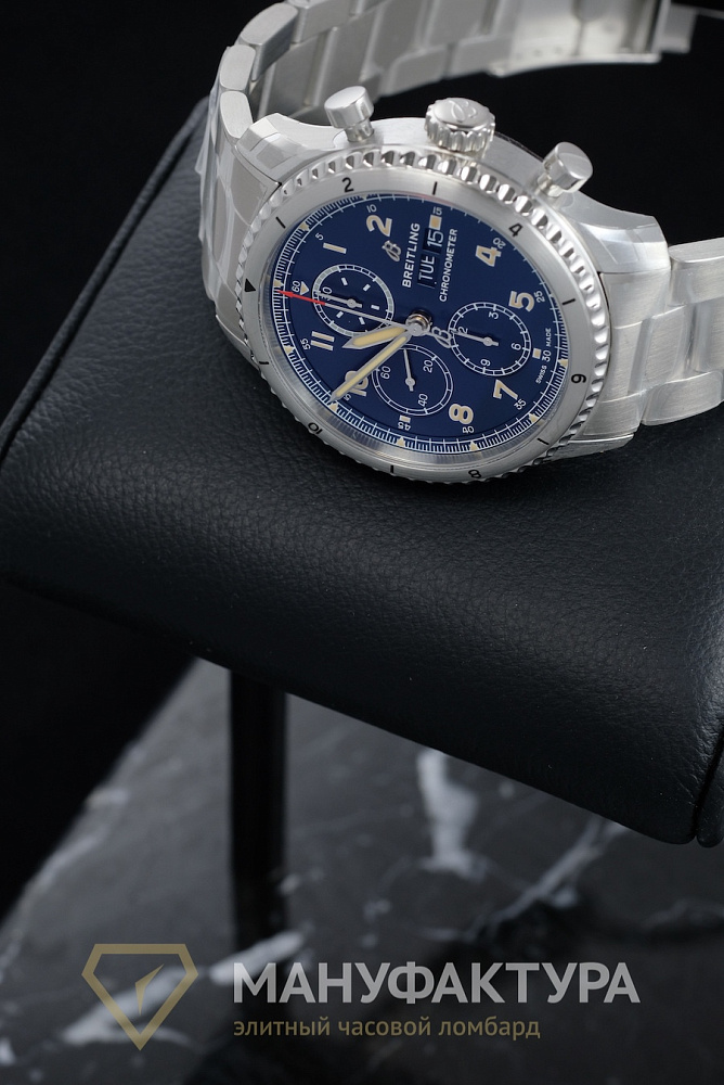 Aviator 8 Chronograph 43 Stainless Steel Blue
