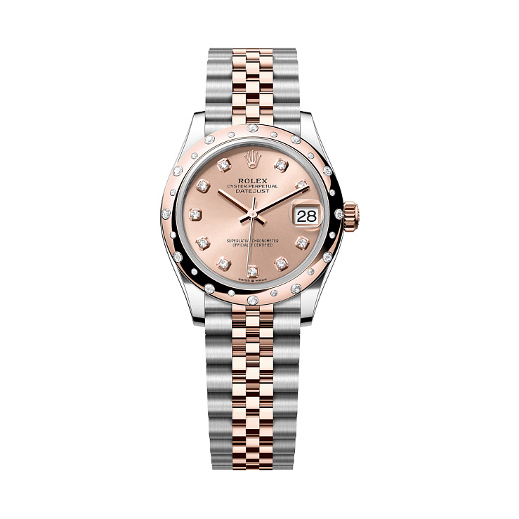 Datejust 31mm Steel & Everose Gold Sundust Diamond Dial Domed Diamond Bezel Jubilee