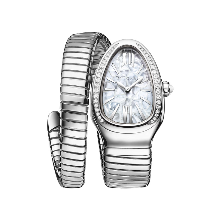 Serpenti Tubogas 35mm Limited Edition Single-Spiral Steel MoP dial Diamonds