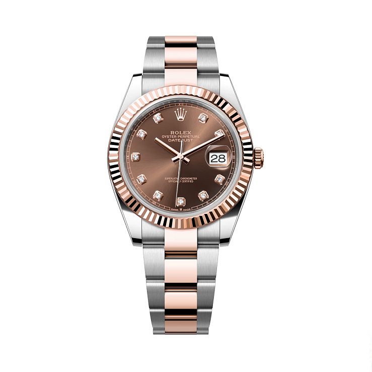 Datejust 41mm Steel & Rose Gold Chocolate Brown Diamond Dial Oyster Bracelet