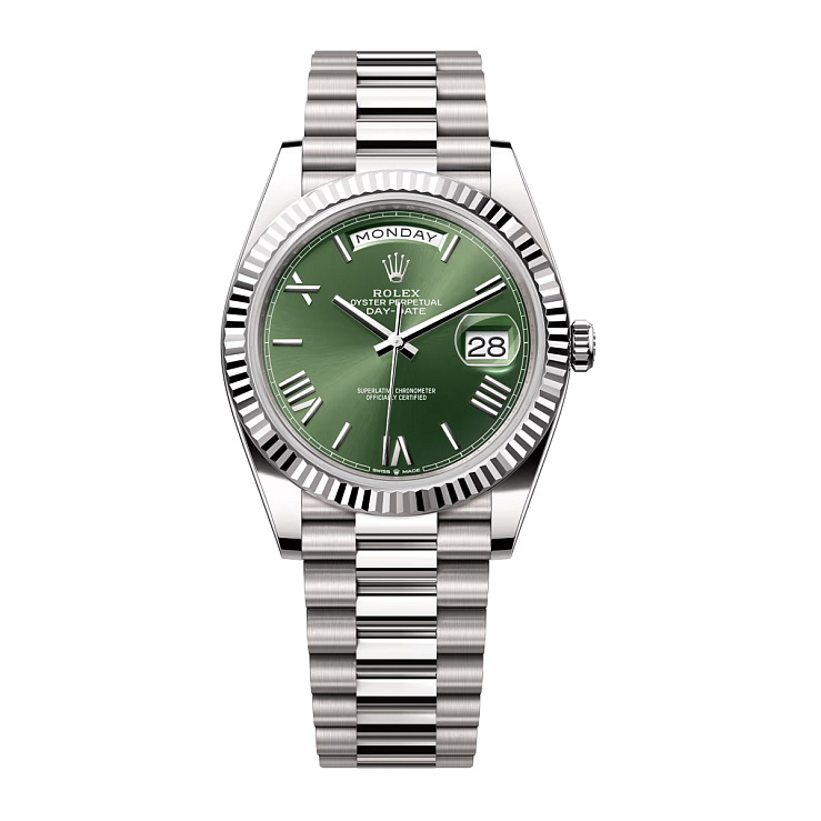 Day-Date 40mm White Gold Olive Green Dial