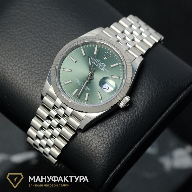 Datejust 36mm Steel & White Gold Mint Green Dial