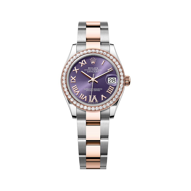Datejust 31mm Steel & Rose Gold Diamond bezel Purple Roman VI Diamond Dial Oyster Bracelet