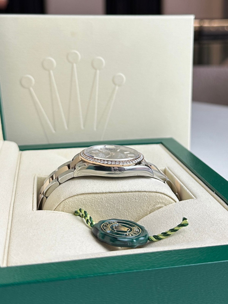 Datejust 36mm Steel & Rose Gold Grey Dial Diamond Bezel Oyster Bracelet