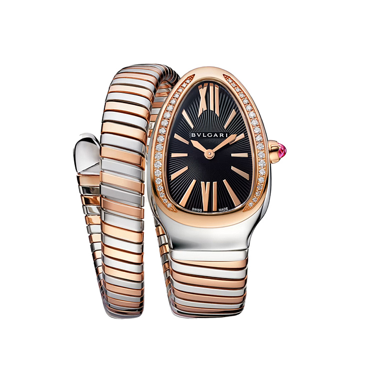 Serpenti Tubogas Steel & Rose Gold Diamonds 35mm