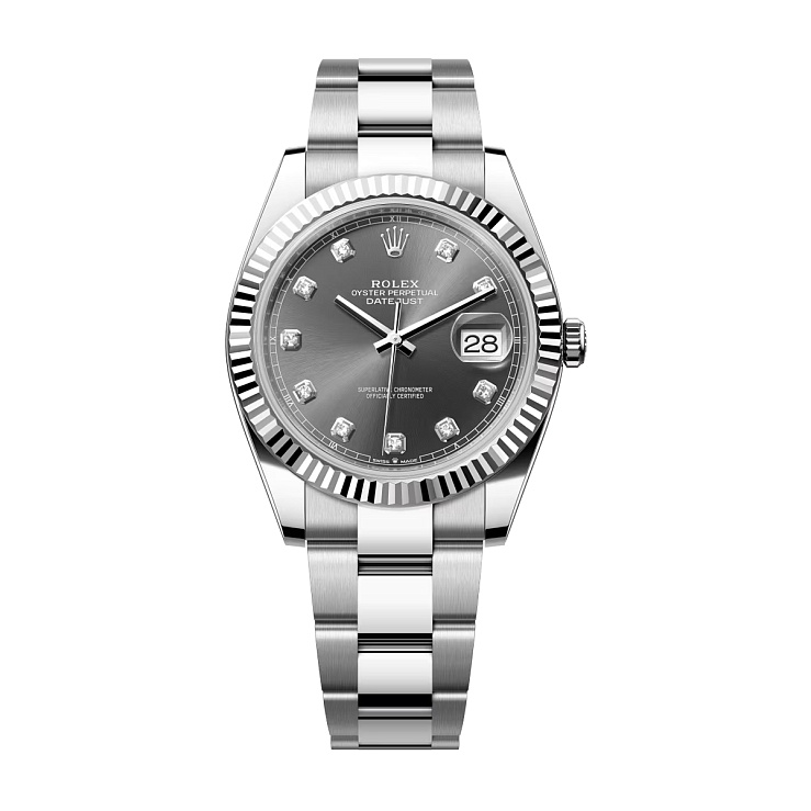 Datejust 41mm Steel & White Gold Rhodium Diamond Dial Oyster Bracelet