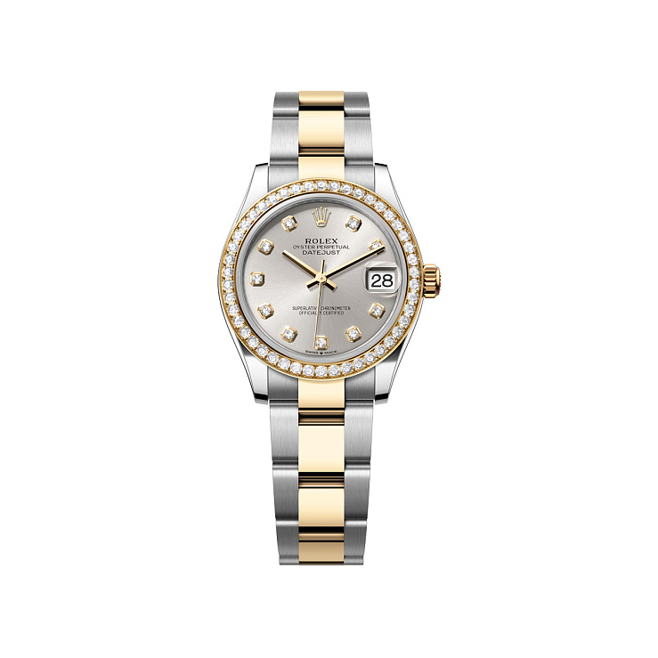 Datejust 31mm Steel & Yellow Gold Silver Diamond Dial Diamond Bezel Oyster Bracelet