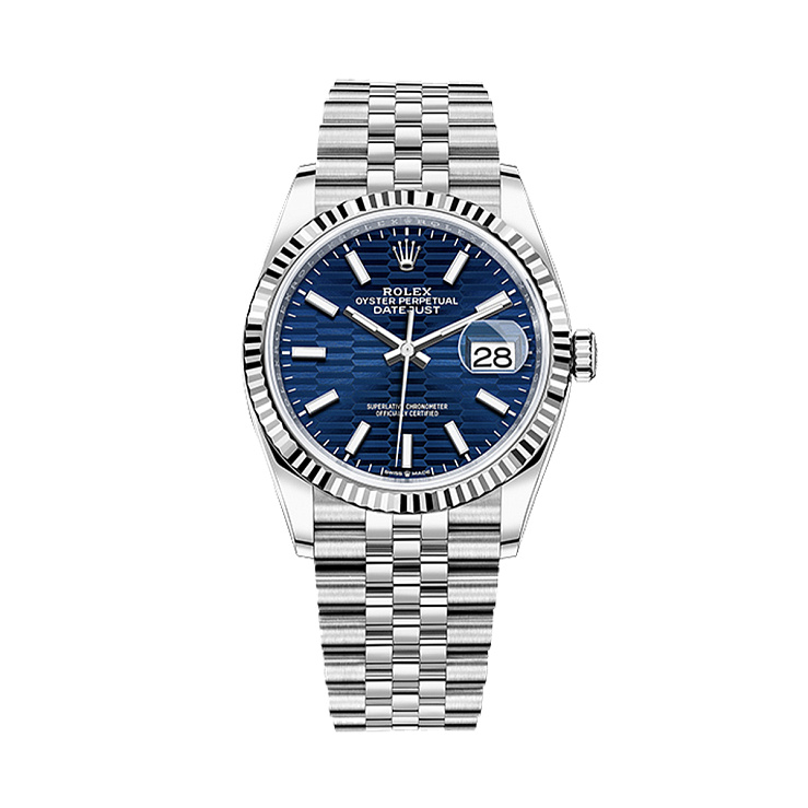 Datejust 36mm Steel & White Gold Blue Fluted Motif Dial