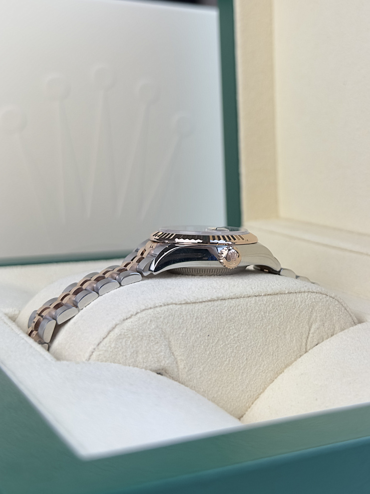 Lady-Datejust 28mm Steel & Rose Gold Chocolate Roman Dial Jubilee Bracelet