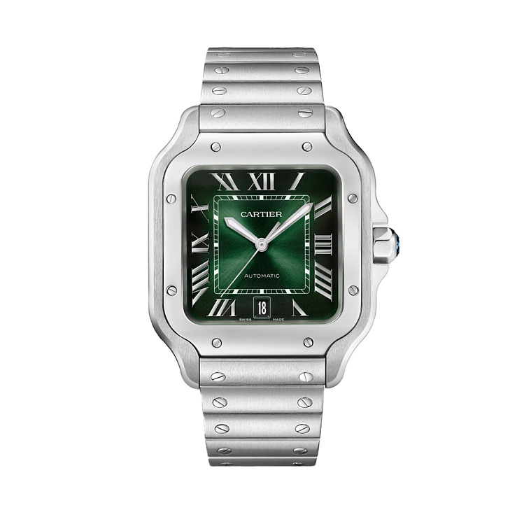 Santos De Cartier Large Green Dial Steel