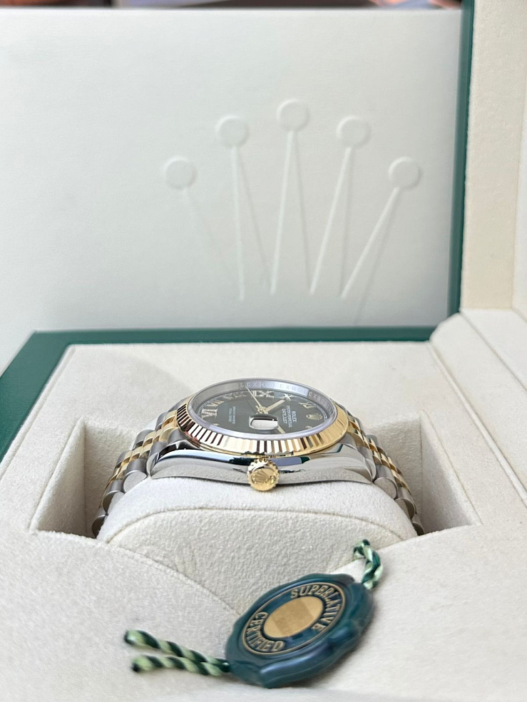 Datejust 36mm Steel & Yellow Gold Olive Green VI Diamond Dial Jubilee Bracelet