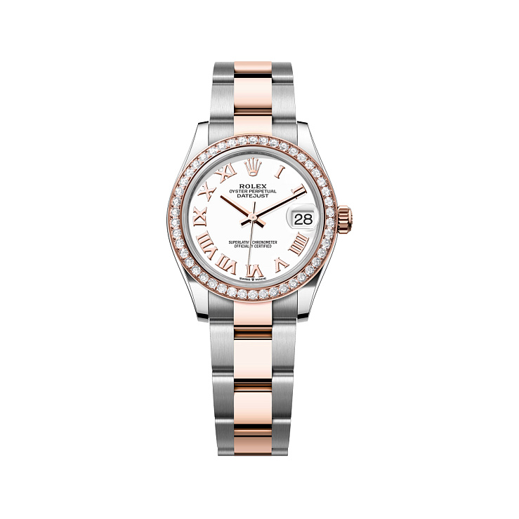 Datejust 31mm Steel & Rose Gold Diamond bezel White Roman Dial Oyster Bracelet
