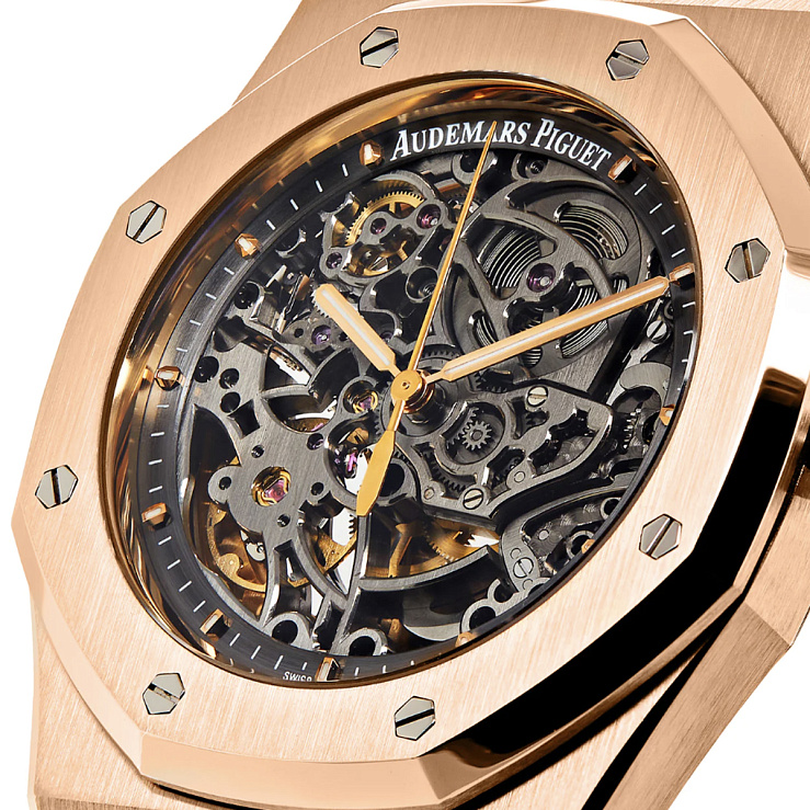 ROYAL OAK JUMBO ANNIVERSARY 40TH OPENWORKED EXTRA-THIN ROSE GOLD