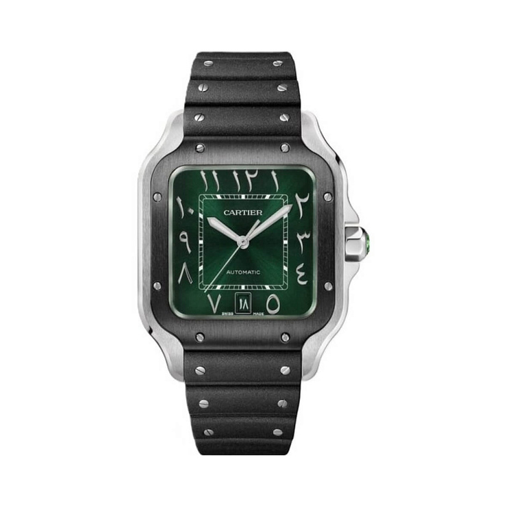 Santos De Cartier Large Green Arabic Dial Steel