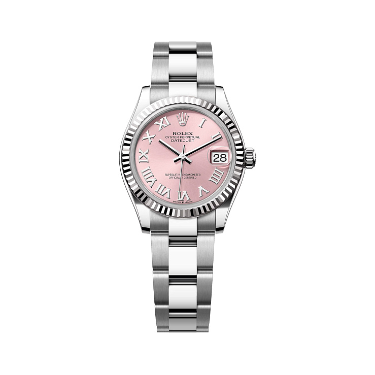 Datejust 31mm Steel & White gold Pink Roman Dial Oyster Bracelet