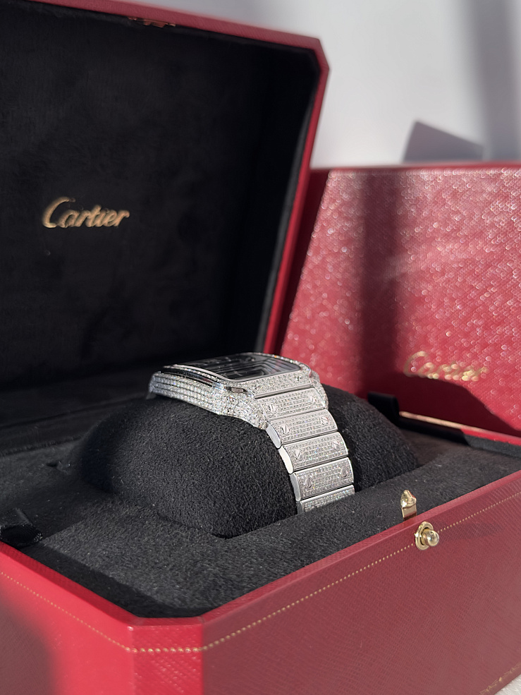 Santos Custom Diamond Set Blue Dial