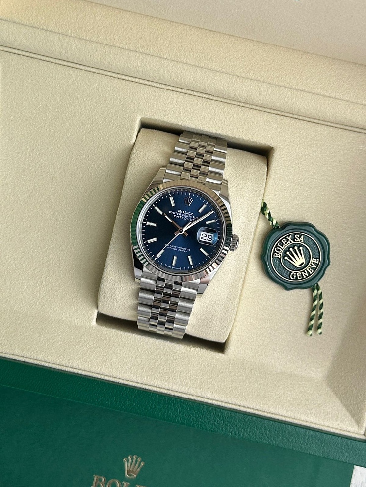 Datejust 36mm Steel & White Gold Blue Dial Jubilee Bracelet