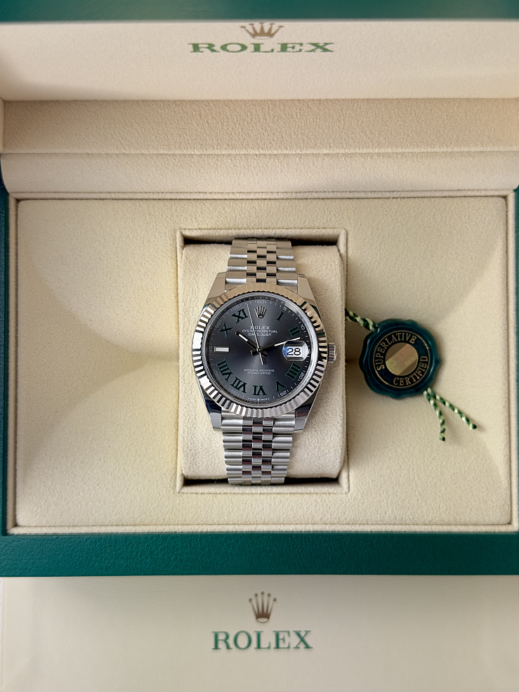 Datejust 41mm Steel & White gold Wimbledon dial Jubilee bracelet
