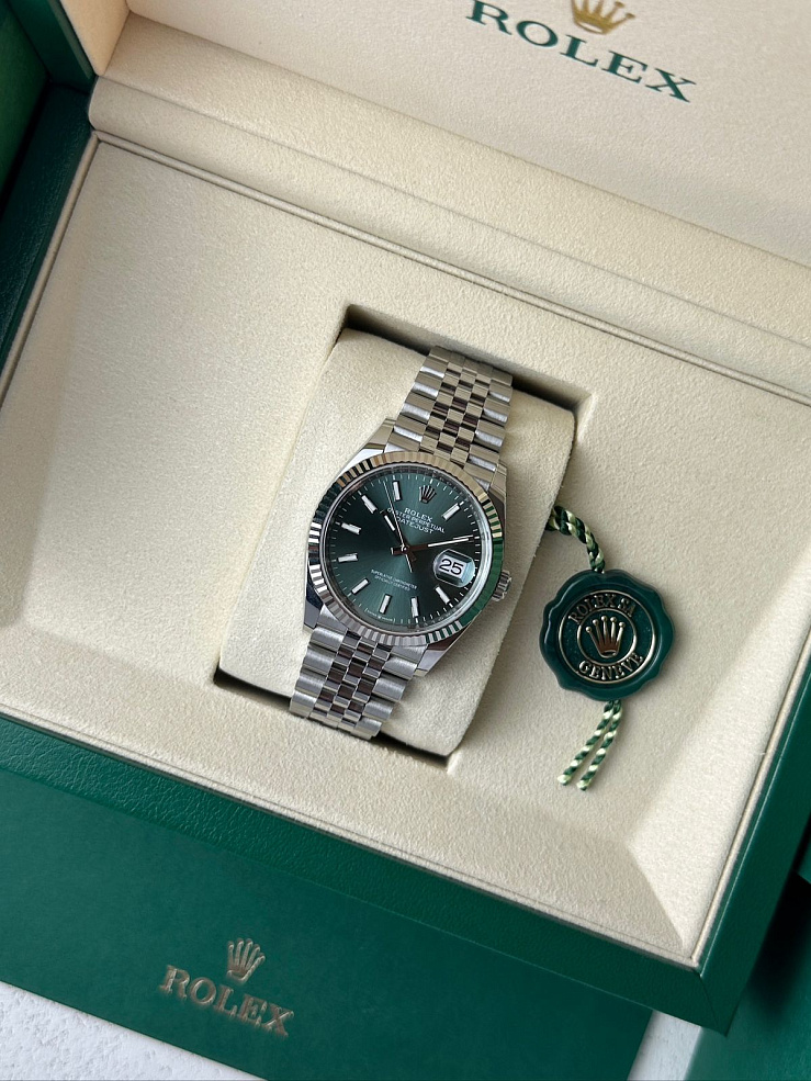 Datejust 36mm Steel & White Gold Mint Green Dial Jubilee Bracelet