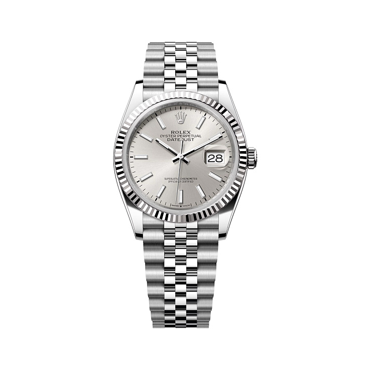 Datejust 36mm Steel & White Gold Silver Dial Jubilee Bracelet