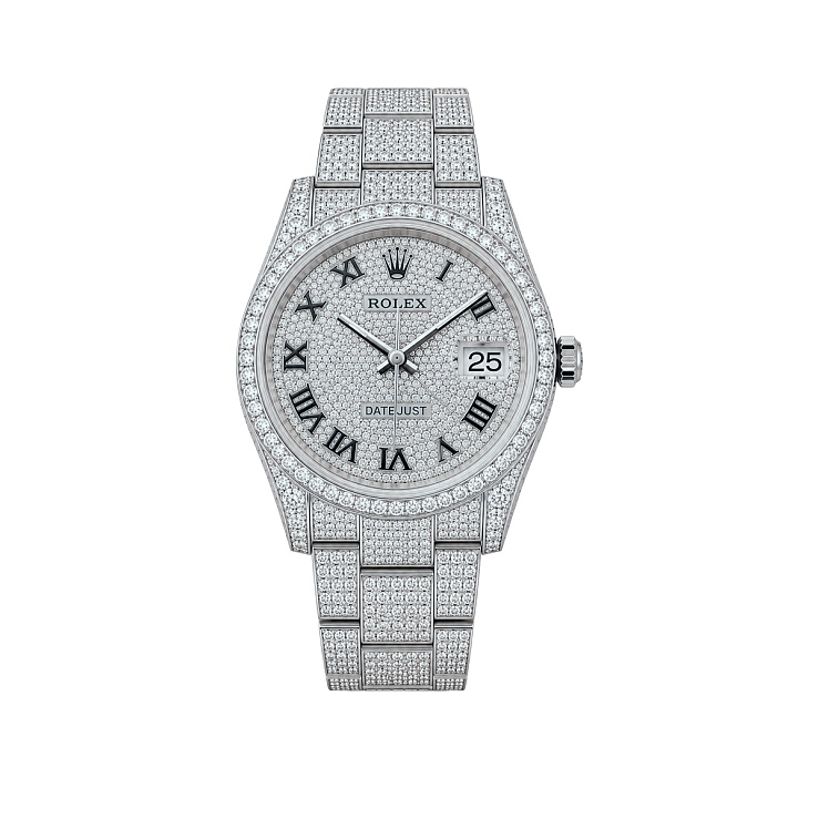 Datejust 36 mm Steel Iced CUSTOM DIAMONDS Oyster Bracelet