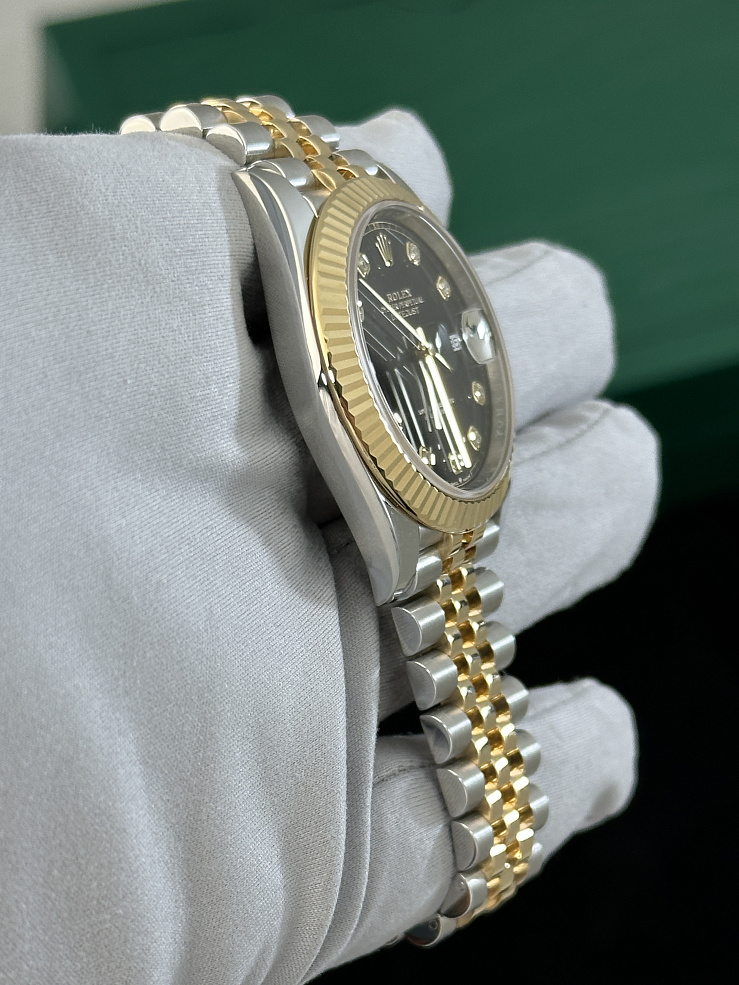 Oyster Perpetual Datejust II Steel And Yellow Gold Black Dial Diamond
