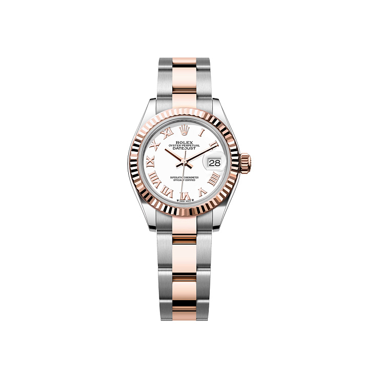 Lady-Datejust 28 Steel & Rose Gold White Roman dial Oyster Bracelet