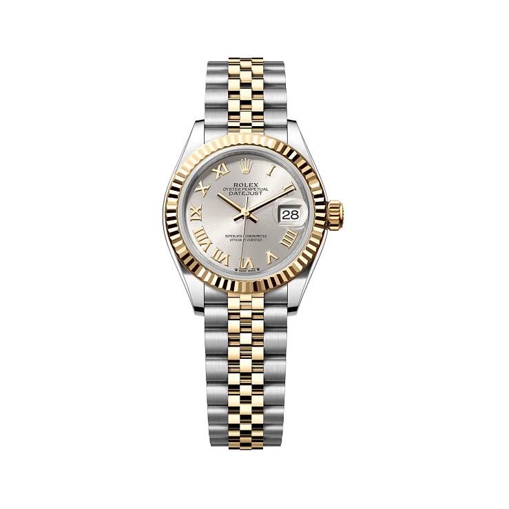 Lady-Datejust 28mm Steel & Yellow Gold Silver Roman Dial Jubilee Bracelet