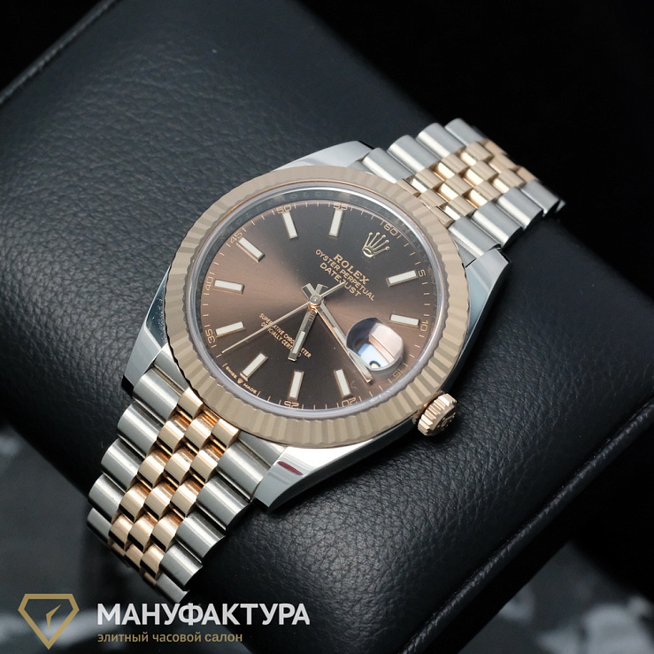 Datejust 41mm Steel Rose Gold Chocolate Dial