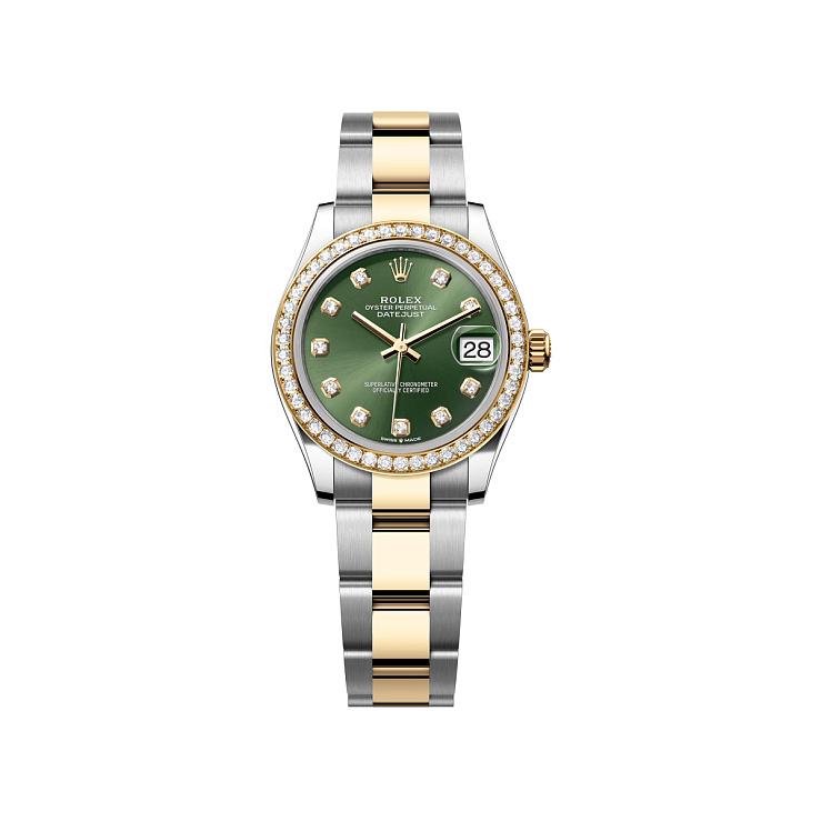 Datejust 31mm Steel & Yellow Gold Green Diamond Dial Diamond Bezel Oyster Bracelet
