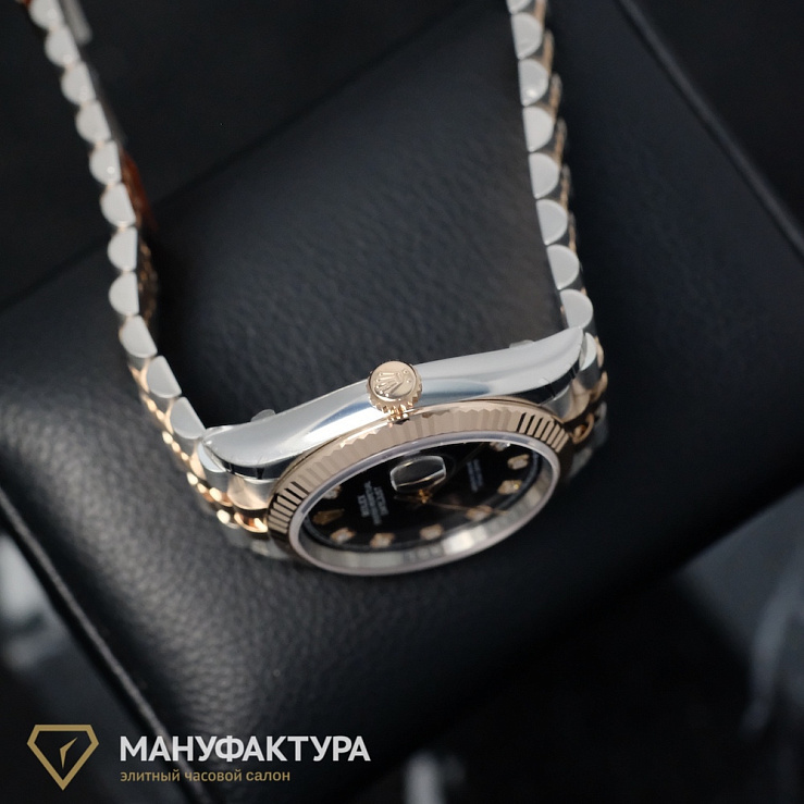 Datejust 36mm Steel and Everose Gold Black Dial Diamonds