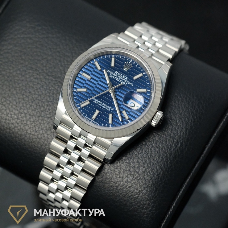 Datejust 36mm Steel & White Gold Blue Fluted Motif Dial