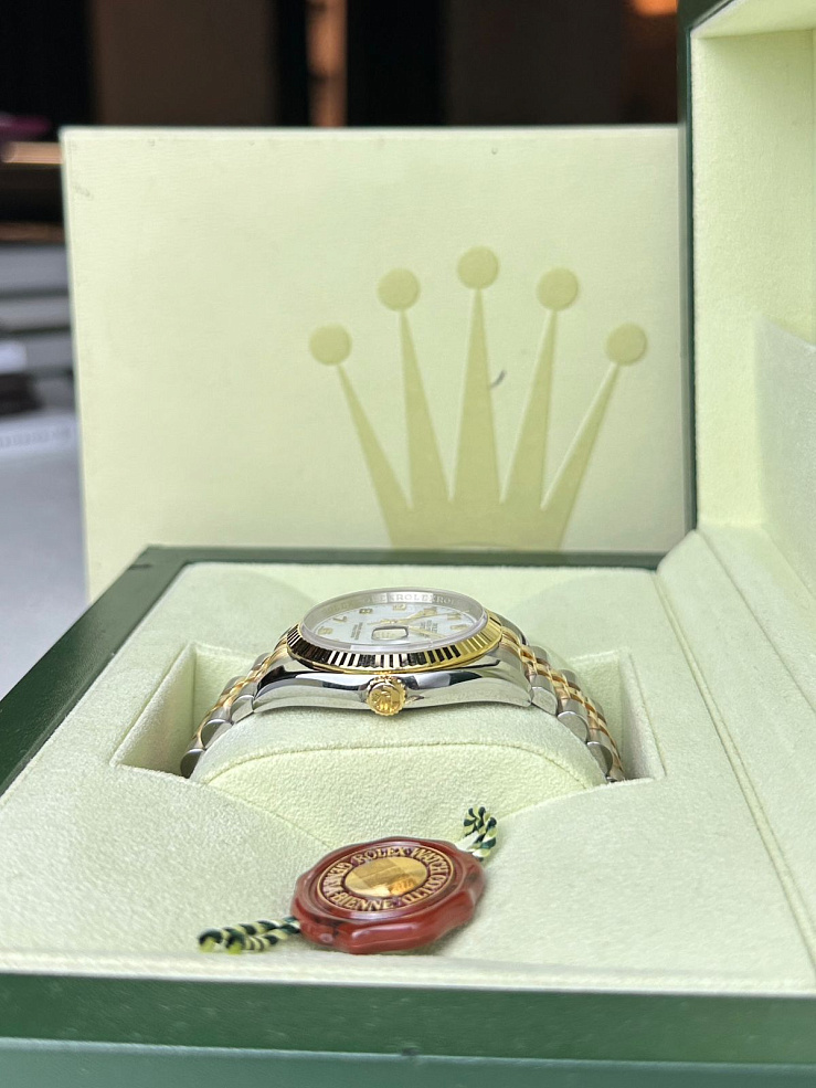 Datejust 36mm Steel & Yellow Gold White Arabic Dial Roulette Date