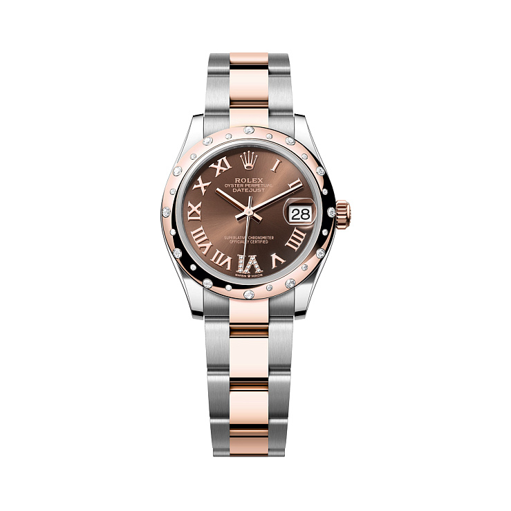 Datejust 31mm Steel & Everose Gold Chocolate VI Diamond Dial Domed Diamond Bezel Oyster Bracelet