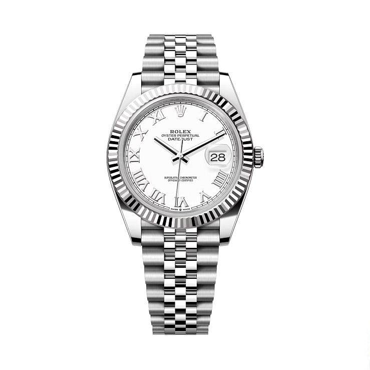 Datejust 41mm Steel & White Gold White Roman Dial Jubilee Bracelet