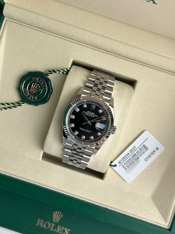 Datejust 36mm Steel & White Gold Black Dial Diamonds Jubilee bracelet