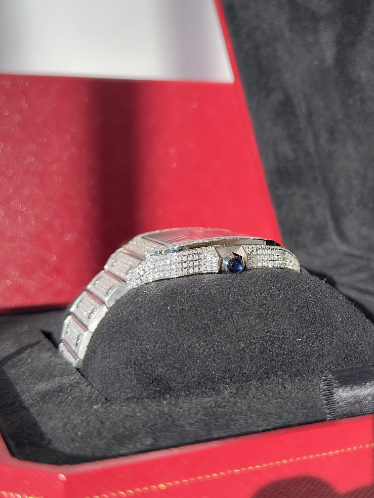 Santos Custom Diamond Set Blue Dial